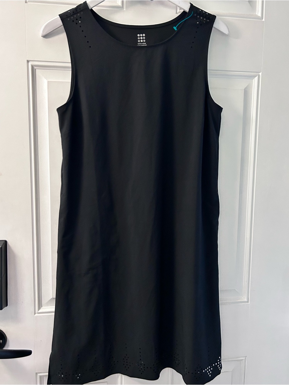 Title Nine Black Sleeveless Shift Dress with Laser-Cut Accents